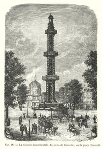 A monumental coluna do poço Grenelle, na praça Breteuil (gravura) de European School