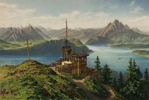 Lago de Lucerna: Rigi-Kanzeli (litografia a cores) de European School