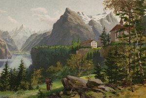 Lago de Lucerna: Seelisberg (litografia a cores) de European School