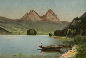 Lago Lucerna: O lago de Lowerz (litografia a cores) de European School