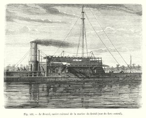 O Brasil, um navio de guerra da marinha brasileira, visto do forte central (gravura) de European School