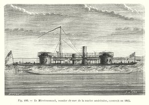O Miantonomoah, monitor marítimo da marinha americana, construído em 1865 (gravura) de European School