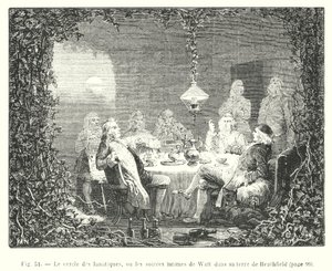 O círculo de lunáticos, ou as noites íntimas de Watt na sua terra de Heathfield (gravura) de European School