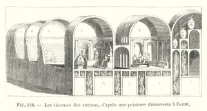 Os banhos dos antigos, a partir de uma pintura descoberta em Roma (gravura) de European School