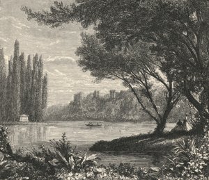 A ilha dos choupos em Ermenonville (gravura) de European School