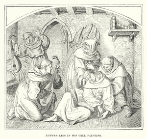 Lutero está na sua cela a desmaiar (gravura) de European School