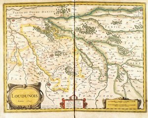 Mapa de Loudunois em 1627, 1631 de European School