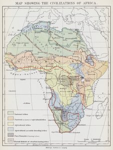 Mapa das civilizações de África (litografia a cores) de European School