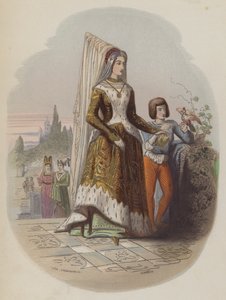 Maria de Borgonha, primeira esposa do futuro Santo Imperador Romano Maximiliano I (gravura colorida) de European School