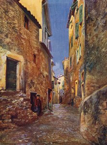 Menton, Rue dans la Vieille Ville (litografia a cores) de European School