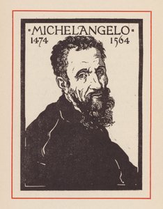 Miguel Ângelo, artista e arquiteto italiano do Renascimento (litografia) de European School
