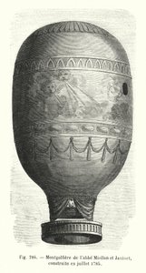 Balão de ar quente da abadia Miollan e Janinet, construído em julho de 1785 (gravura) de European School