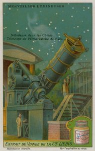 Nebulosa entre a constelação dos cães de caça e o telescópio no observatório em Paris de European School