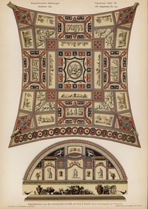 Abóbada pintada de um túmulo romano na Via Latina, Roma (cor litho) de European School