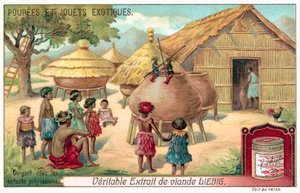 Crianças polinésias vendo um espetáculo de marionetes (chromolitho) de European School