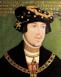 Retrato de Luís II da Hungria, Rei da Hungria, Boémia e Croácia (óleo sobre painel) de European School