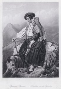 Camponeses dos Pirenéus (gravura) de European School