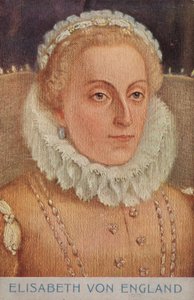 Rainha Isabel I (litografia a cores) de European School