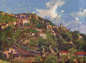 Roquebrune, Vista geral (litografia a cores) de European School