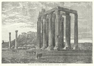 Ruínas do Templo do Júpiter Olímpico em Atenas (gravura) de European School