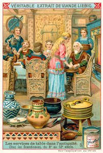 Louça de mesa escandinava, século 8-12 (chromolitho) de European School