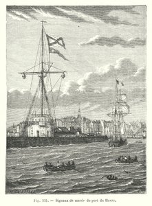Sinais de maré do porto do Havre (gravura) de European School