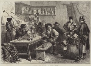 Esboços em Espanha, uma taberna nos subúrbios de Madrid (gravura) de European School