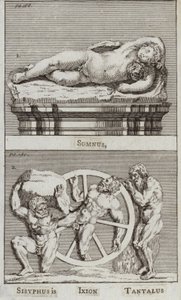 Somnus, Sísifus, Ixion, Tantalus (gravura) de European School