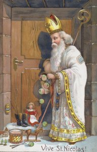 Cartão do dia de São Nicolau (cromolitografia) de European School