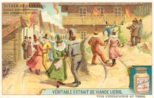 Dança do carnaval dos camponeses da Estíria, Áustria (chromolitho) de European School