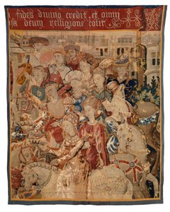 Fragmento de tapeçaria com damas e cavalheiros a cavalo, ou Paris regressando com Helena, ou O regresso da campanha de European School