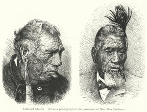Maoris tatuados (gravura) de European School