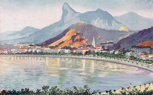 A parte de Botafogo da Avenida da Baía do Rio, com vista para o Corcovado (litografia colorida) de European School
