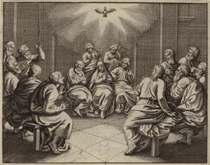 O Espírito Santo vindo aos Doze Apóstolos no dia de Pentecostes (gravura) de European School