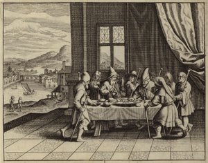 Os israelitas ordenados por Deus para comer o Cordeiro Pascal (gravura) de European School