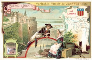 O Loire, e uma vista do castelo de Amboise (cromolitho) de European School