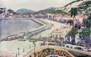 A Praia da Lapa e a Praça da Glória, Um vislumbre da Parada Militar no dia 15 de novembro, Aniversário da Fundação da República do Brasil (litografia a cores) de European School