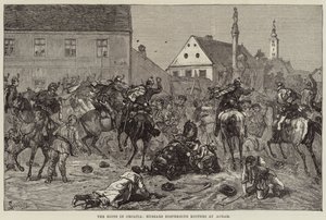 Os motins na Croácia, os hussardos dispersando os motins no Agram (gravação) de European School