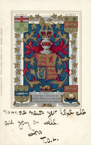 O Reino Unido da Grã-Bretanha e da Irlanda e o Domínio do Canadá (litografia a cores) de European School