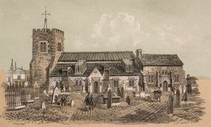 A igreja paroquial de Brighton, Sussex (litografia a cores) de European School