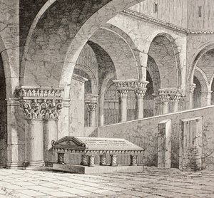 Túmulo de Godfrey de Bouillon na Igreja do Santo Sepulcro, em Jerusalém, c.1880