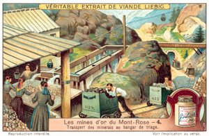 Transporte de minério para o galpão de triagem (chromolitho) de European School