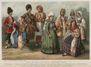 Tipos de Raças do Leste e Norte da Europa (chromolitho) de European School