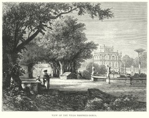 Vista da Villa Pamphili-Doria (gravura) de European School