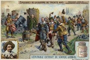 Wallenstein visitando os entrincheirados antes de Nuremberg, 1632 de European School