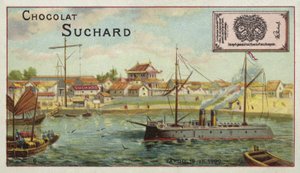 Navio de guerra em Taku, China, Boxer Rebellion, 1900 de European School