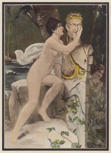 Mulher confiando no deus grego Pan (lito colorido) de European School