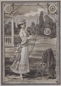 Mulher que faz tiro com arco e flecha (litho) de European School