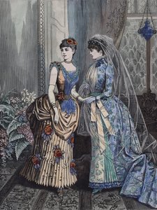 Moda feminina, final do século XIX (gravura a cores) de European School