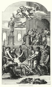 O Martírio de São Lourenço (gravura) de Eustache (after) Le Sueur